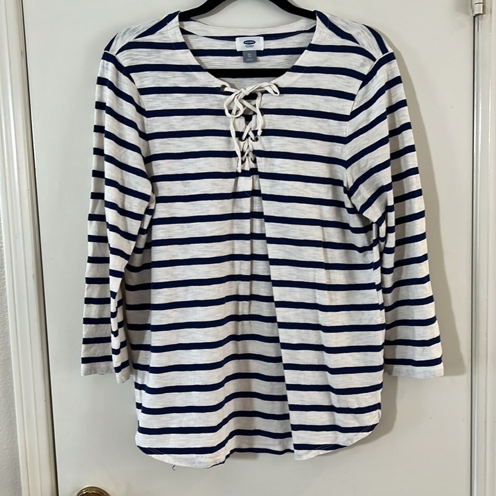 Old Navy Women’s 3/4 Sleeve Nautical Top 100% Cotton